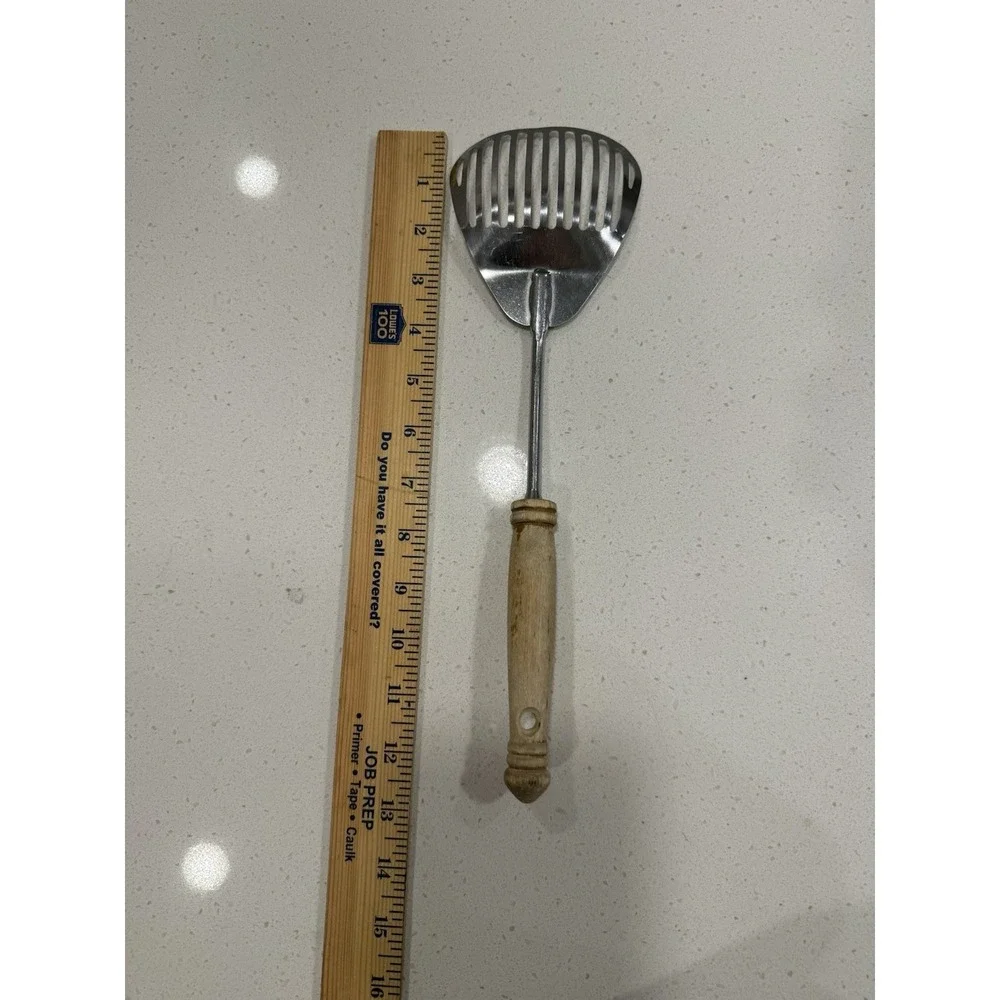 Vtg Ekco Kitchamajig Slotted Spatula Wooden Handler 13
